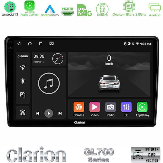 Clarion Ηχοσύστημα Αυτοκινήτου για Jeep Renegade 2015-2019 (Bluetooth/USB/WiFi/GPS/Apple-Carplay/Android-Auto) με Οθόνη Αφής 9"