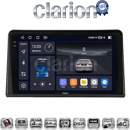 Clarion Car Audio System for Renault Express 2023 > (Bluetooth/USB/WiFi/GPS/Apple-Carplay/Android-Auto) with Touch Screen 9"