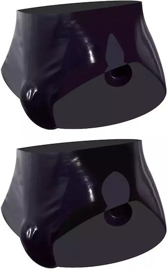 Late X Men's Latex Underwear Inflatable Anal Plug Black M