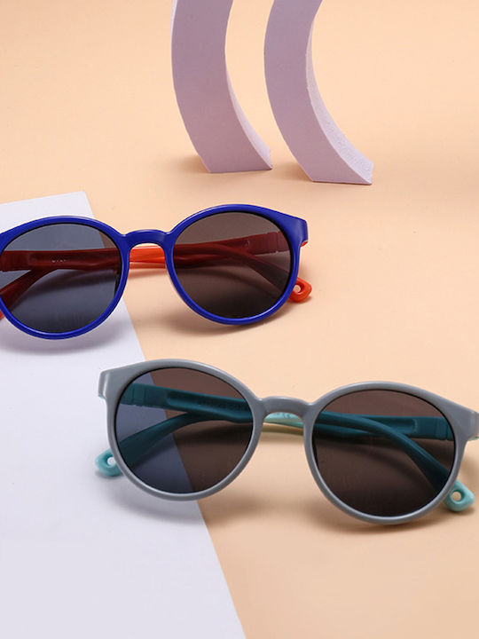 Techsuit Στρογγυλά Παιδικά Γυαλιά Ηλίου με Polarized Φακό Μπλε για 3-12 Ετών