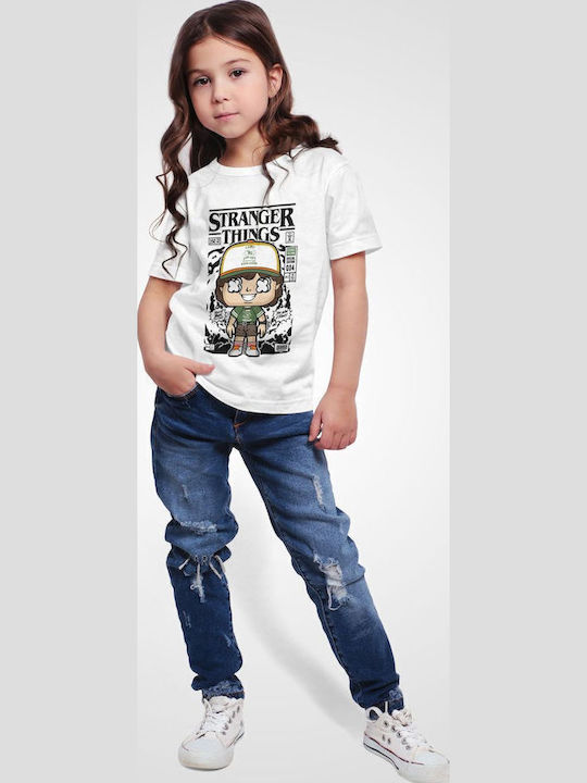Kinder-T-Shirt White Stranger Things Dustin Seltsame Dinge Dustin