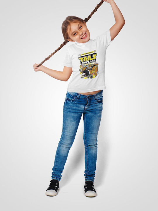 Kids' T-shirt White Sonic Tails Airplane