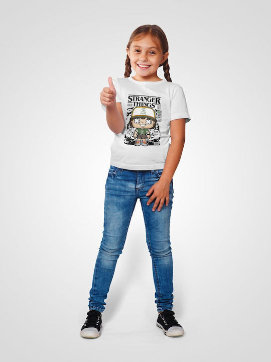 Kinder-T-Shirt White Stranger Things Dustin Seltsame Dinge Dustin