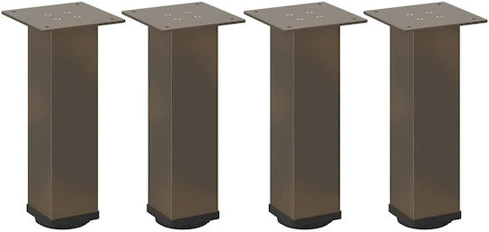 vidaXL Metallic Furniture Leg 4 Pieces Suitable for Table / Coffee Table 14x14x32cm Brown