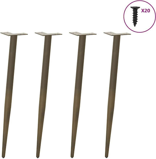 vidaXL Metallic Furniture Leg 4 Pieces Suitable for Table / Coffee Table 72cm Brown