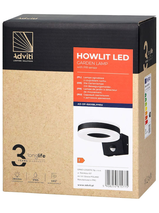 Adviti Επιτοίχιο Εξωτερικό Φωτιστικό Καπέλου LED IP65 20W με Φυσικό Λευκό Φως