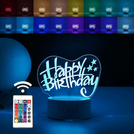 Φωτιστικό Happy Birthday LED RGB 3D Illusion