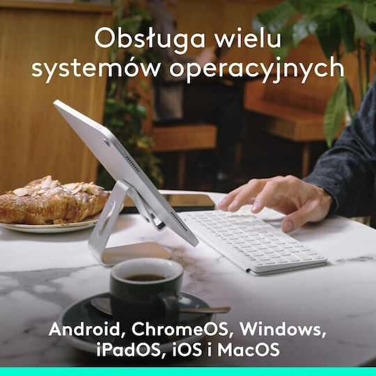 Logitech Keys To Go 2 Ασύρματο Bluetooth Πληκτρολόγιο για Tablet Αγγλικό US LightGray