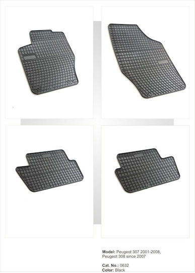 Frogum Set of Front and Rear Mats 4pcs for Peugeot 307 2001-2008 Black