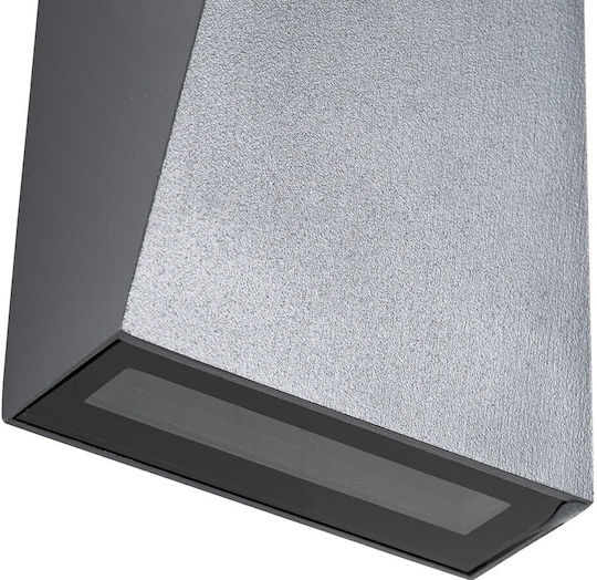 GloboStar Triande Επιτοίχια Εξωτερική Πλαφονιέρα LED IP65 10W με Φυσικό Λευκό Φως Διπλής Δέσμης 8.5x8.5x20εκ. Ανθρακί