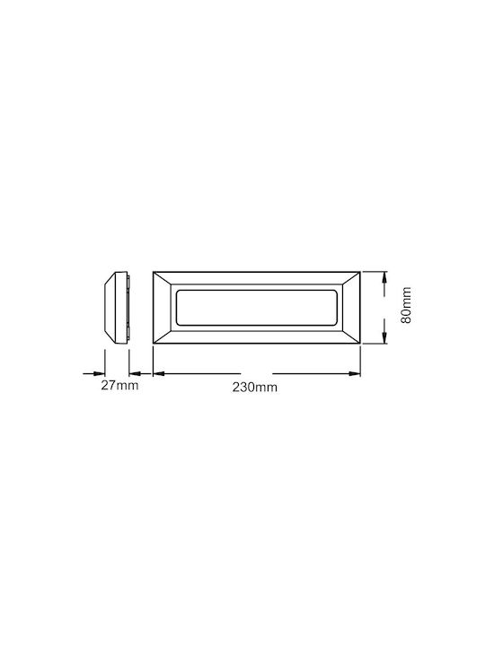 Aca Стенно Външно Плафонно Осветление LED IP65 2W с Топло бяло Светлина 23x8x8εκ.