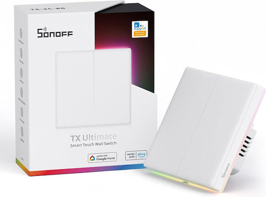 Sonoff T5EU2C Recessed Touch Wall Switch Wi-Fi Lighting Two-Way with Frame White