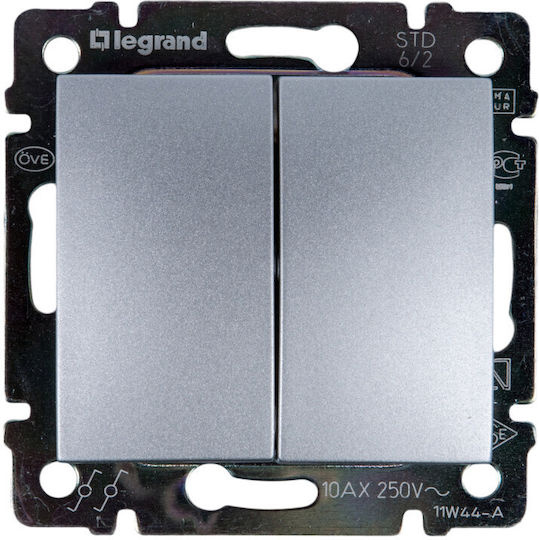 Legrand Valena 08 Recessed Wall Switch Double Without Frame Aller Retour Brilliant Aluminum