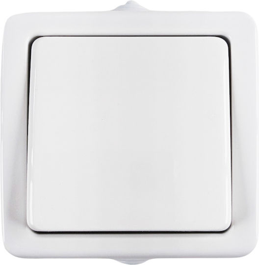 Eurolamp External Wall Switch Lighting One-Way with Frame White