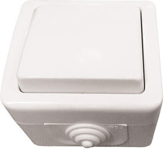 Eurolamp Waterproof Wall-Mounted Electrical Wall Switch One-Way With White Frame