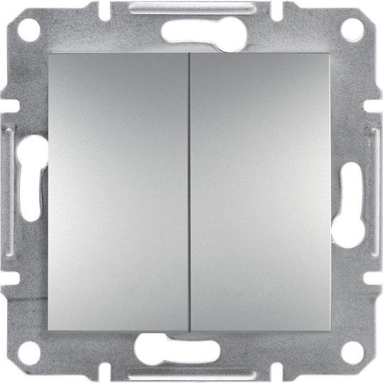 Schneider Electric Asfora Comutator De Perete Încastrat Dublu Fără Ramă Aluminiu