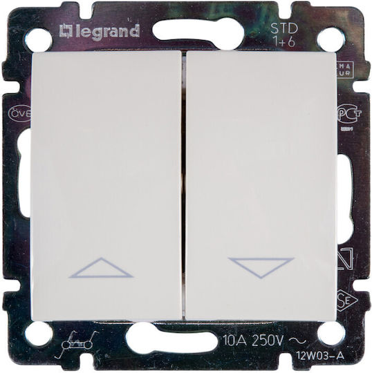 Legrand Valena 04 Χωνευτός Διακόπτης Τοίχου Ρολών Διπλός χωρίς Πλαίσιο Creme