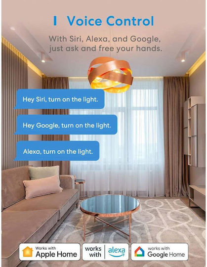 Meross Χωνευτός Διακόπτης Τοίχου Wi-Fi Μονός με Πλαίσιο Λευκός