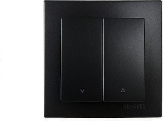 Geyer Nilson Recessed Wall Switch Rolling Shutters Two-Way with Frame Black