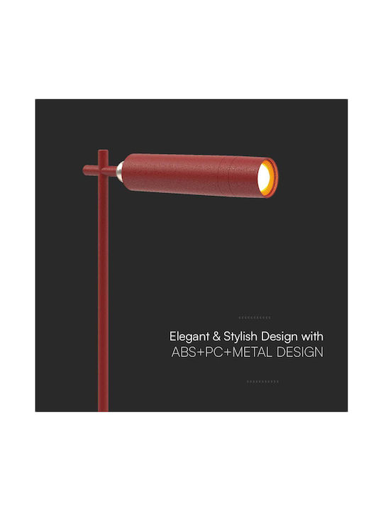 V-TAC Rechargeable LED Office Lamp in Red Color