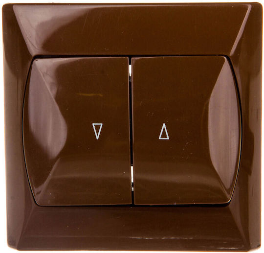 Ospel Akcent Recessed Wall Switch with Brown Frame