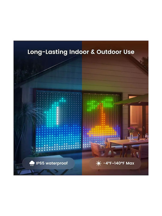 Yeelight Curtain Στεγανή Smart Γιρλάντα Φωτισμού LED IP65 2m με 475 Λαμπάκια RGBW