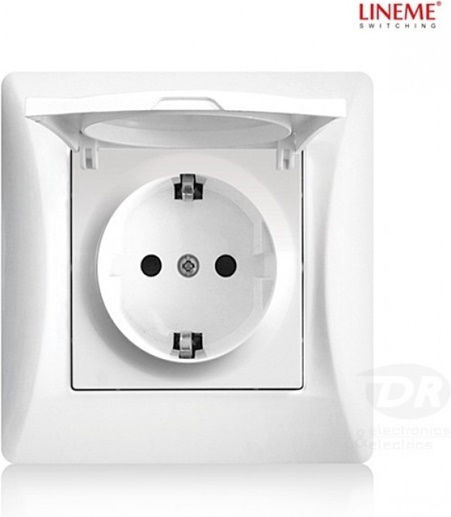 Lineme Single Recessed Power Socket with Lid White