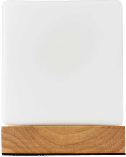 GloboStar Wood Table Lamp for Socket E27 with White Shade and Beige Base
