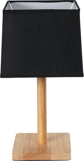 GloboStar Wood Table Lamp for Socket E27 with Black Shade and Beige Base
