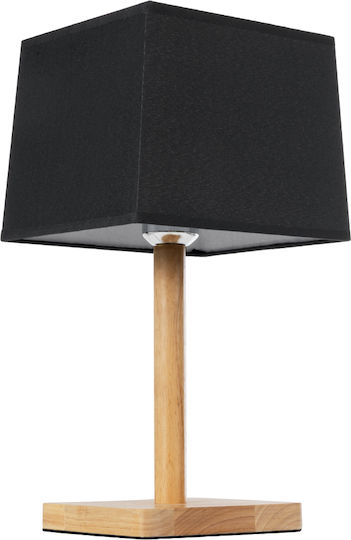 GloboStar Wood Table Lamp for Socket E27 with Black Shade and Beige Base