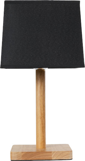 GloboStar Wood Table Lamp for Socket E27 with Black Shade and Beige Base