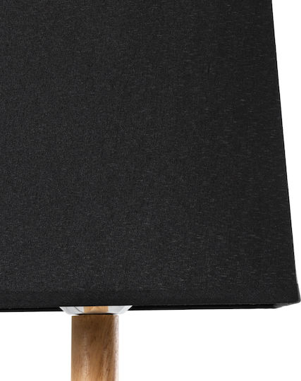 GloboStar Wood Table Lamp for Socket E27 with Black Shade and Beige Base
