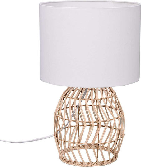 Trio Lighting Rike Винтидж Настолна лампа за Цокъл E27 с Бежов Абажур и Основа