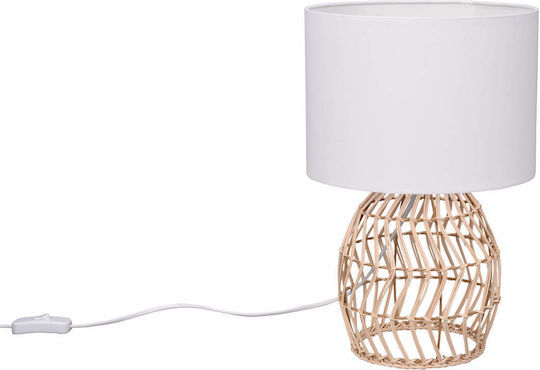 Trio Lighting Rike Винтидж Настолна лампа за Цокъл E27 с Бежов Абажур и Основа