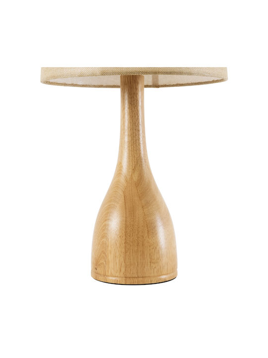 GloboStar Holz Tischlampe für Fassung E27 mit Beige Schirm und Basis
