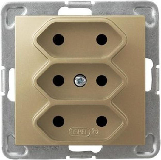 Ospel Triple Power Socket Gold