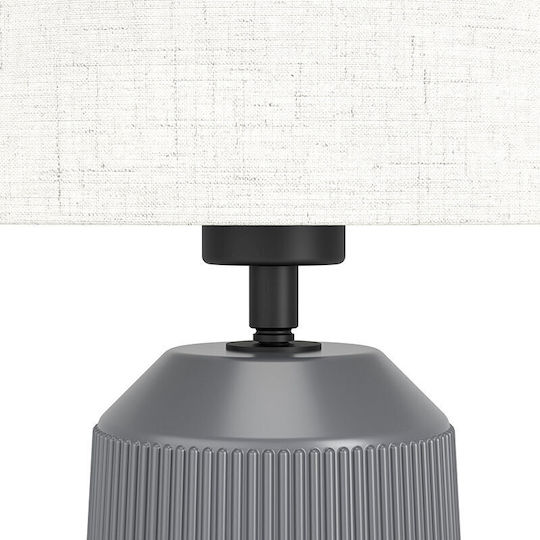 Eglo Ceramic Table Lamp for Socket E27 with White Shade and Gray Base