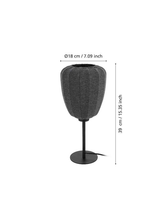 Eglo Fabric Table Lamp for Socket E27 with Gray Shade and Black Base