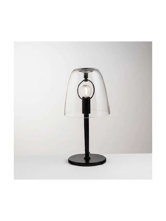 Fan Europe Ares Glass Table Lamp for E27 Socket with Transparent Shade and Black Base