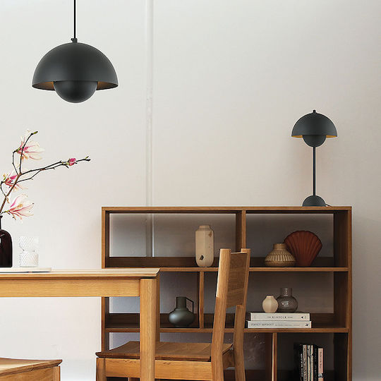 Viokef Tulip Metal Lampă de masă pentru Soclu E27 cu Abajur Negru și Bază