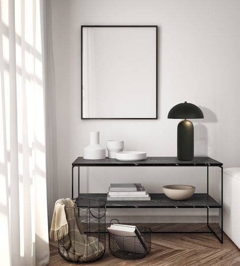 Zambelis Lights Ceramic Table Lamp for Socket E27 with Black Shade and Base