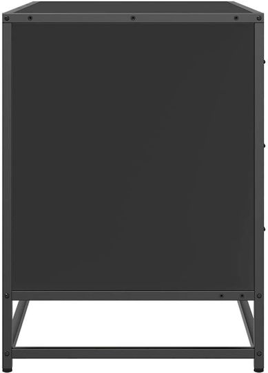 Wooden Chest of Drawers Black Velvet-Black Metal 70x41x56cm