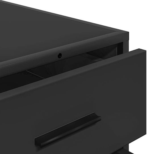 Wooden Chest of Drawers Black Velvet-Black Metal 70x41x56cm