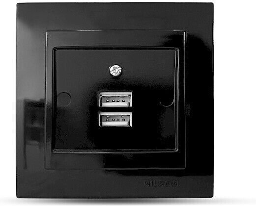 Geyer Nilson Мортис Електрически Контакт с 2 USB Порта Черен