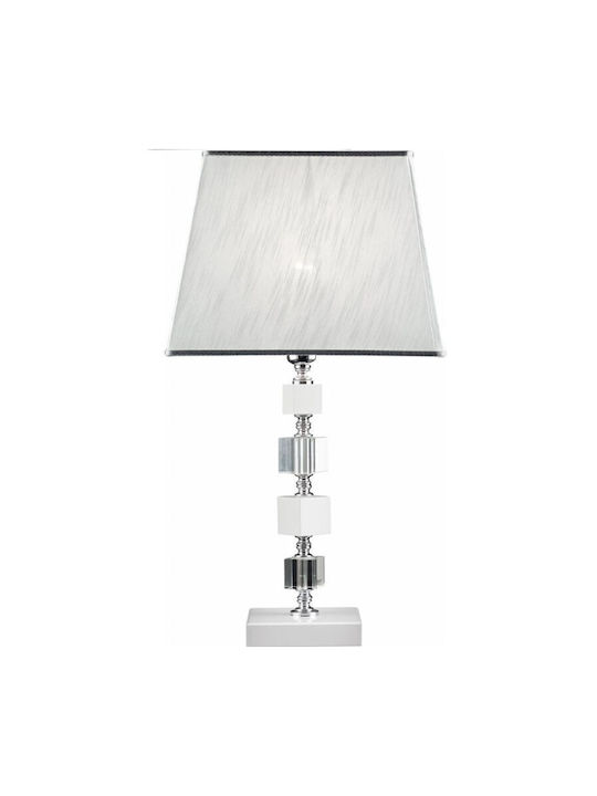 Ondaluce Livia Crystal Table Lamp for Socket E27 with White Shade and Base