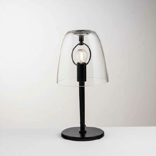 Fan Europe Ares Glass Table Lamp for E14 Socket with Transparent Shade and Black Base