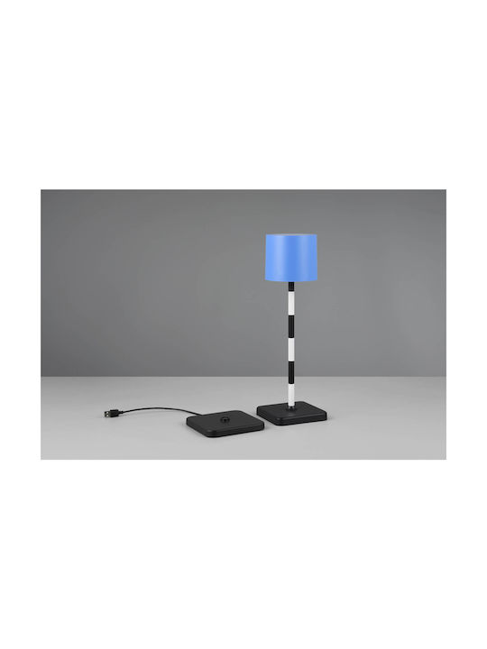 Trio Lighting Metal Table Lamp LED with Blue Shade