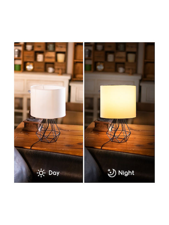 Aigostar Metal Table Lamp for Socket E14 with White Shade and Base