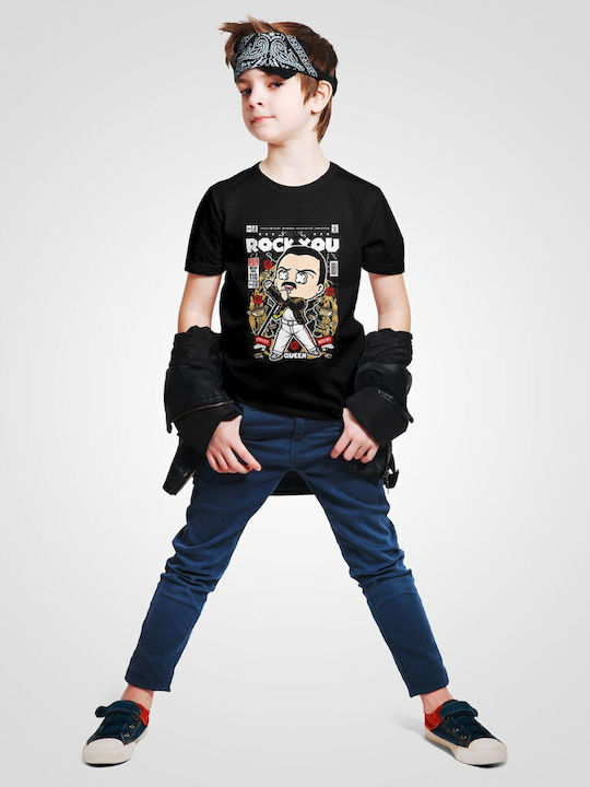 Παιδικό T-shirt Black Freddie Mercury
