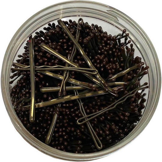 Farcom Απλά Τσιμπιδάκια Μαλλιών Καφέ 3Five 5cm 500gr